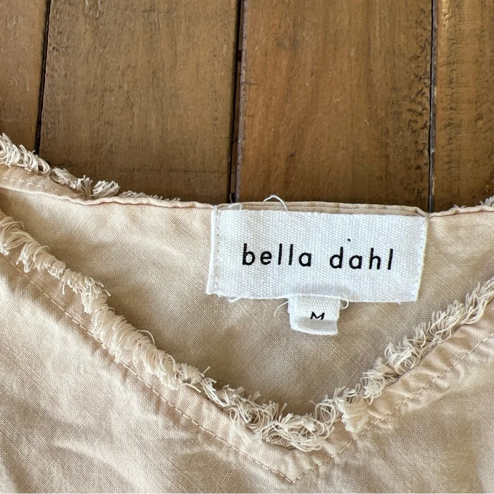 Bella Dahl Frayed Edge Cami Tank Top Linen Sand Tencel Boho Medium - Picture 4 of 8